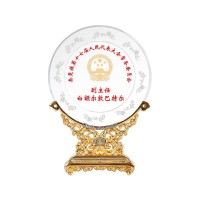 政协会议留念礼品 人大代表纪念品 水晶奖牌批发