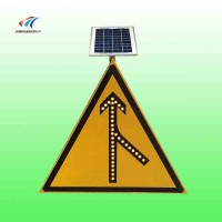 太阳能合流警示牌 三角形警示标志交通设施厂家